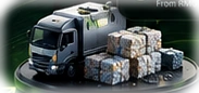 Truck carrying bundled plastic waste